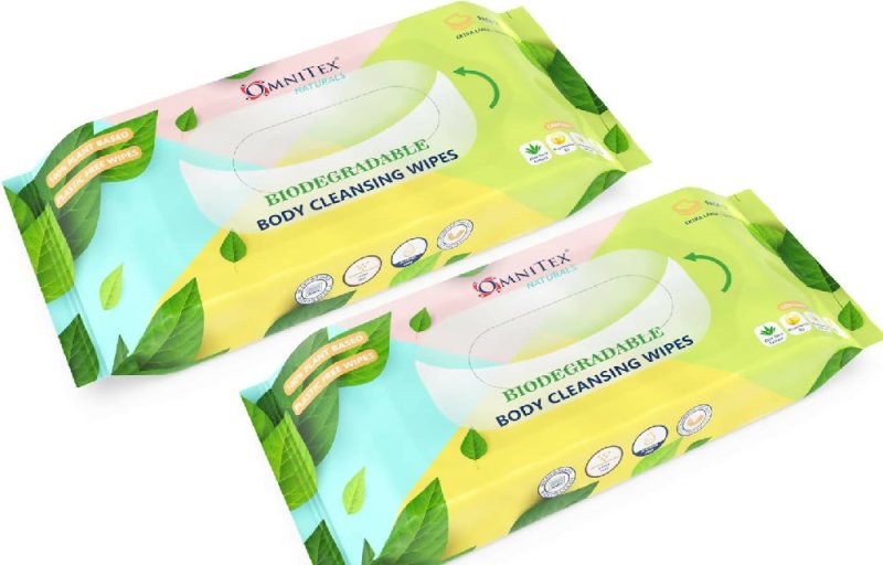 80x Omnitex Biodegradable Extra Large & Extra Thick Body Cleansing Wipes - Microwaveable | Rinse Free Wipes for Camping, Festivals, Elderly Bed Bath | Alcohol Free, With Aloe Vera & Vitamins | 2x 40pk - Wipes - British D'sire