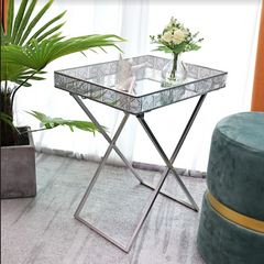 Silver Mirror Foldable Tray Table - SLENDER