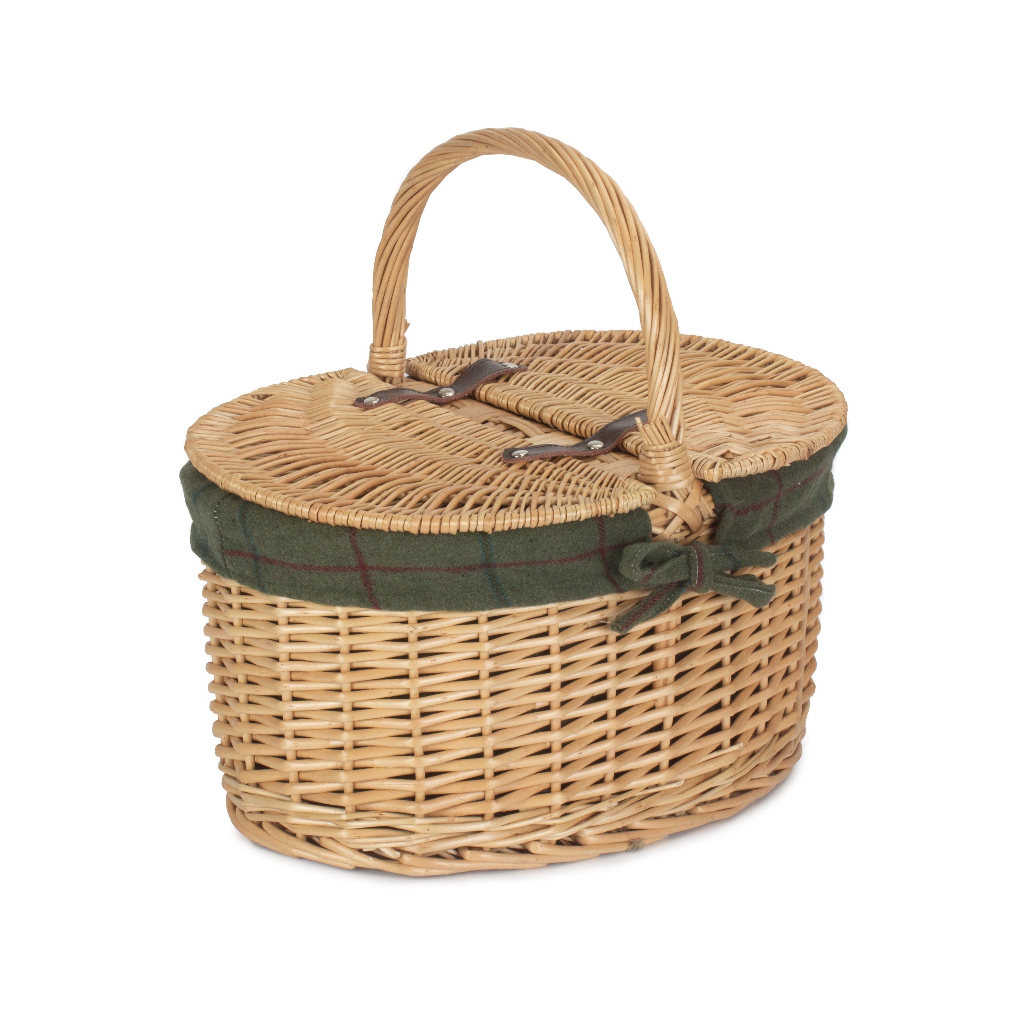 Buff Oval Butterfly Lidded Picnic Basket