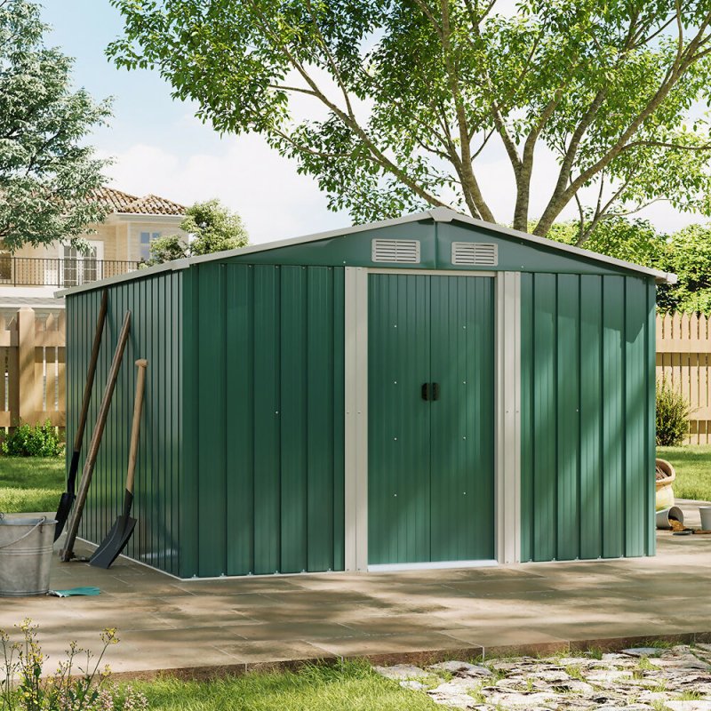 8ft x 8ft Metal Garden Shed Garden Storage with Free Base Foundation - Garden Shed - British D'sire