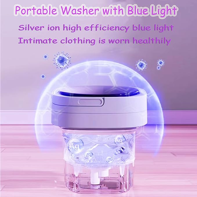 8L Foldable Mini Washing Machine, Portable Washing Machine and Spin Dryer with 3 Modes, Camping,RV, Travel Washing Machine for Underwear, Light Clothes, Socks, UK Plug - British D'sire