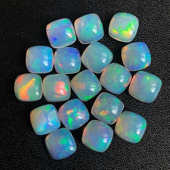 8MM Ethiopian Opal,20Pcs Cabochon Rare Quality Ethiopian Opal,20Pcs SQUARE Cabochon Ethiopian Opal Cabochon Natural welo opal multi fire opal loose Gemstone for Jewelry Making - Gemstones - British D'sire