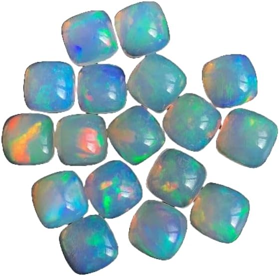 8MM Ethiopian Opal,20Pcs Cabochon Rare Quality Ethiopian Opal,20Pcs SQUARE Cabochon Ethiopian Opal Cabochon Natural welo opal multi fire opal loose Gemstone for Jewelry Making - Gemstones - British D'sire