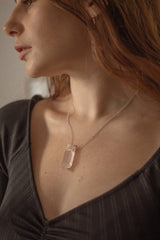 925 Sterling Silver & Rose Quartz Pendant Necklace - Necklaces - British D'sire