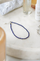 925 Sterling Silver Super Mini Lapis Lazuli Crystal Bracelet - Bracelets - British D'sire