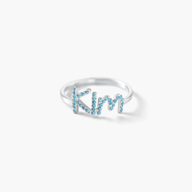 925 Sterling Silver Swarovski Stone Name Ring - Swarovski stone ring - ring - British D'sire