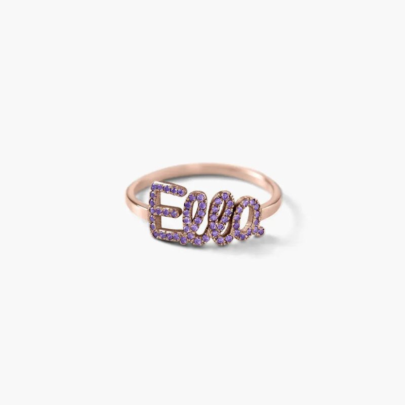 925 Sterling Silver Swarovski Stone Name Ring - Swarovski stone ring - ring - British D'sire