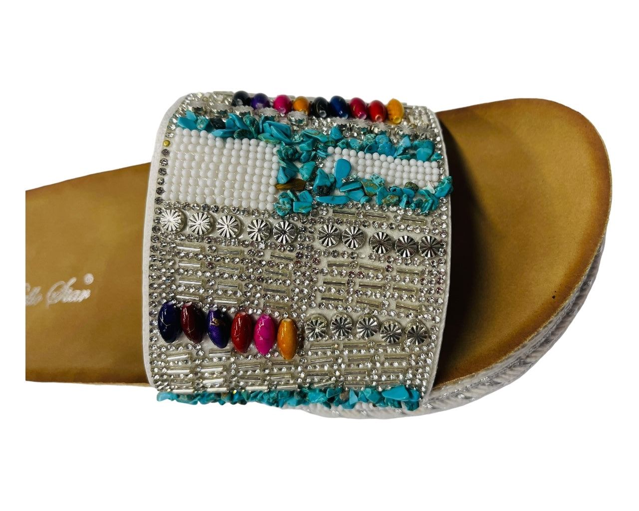 Platform Faux Leather Multi Stone Maule Sliders