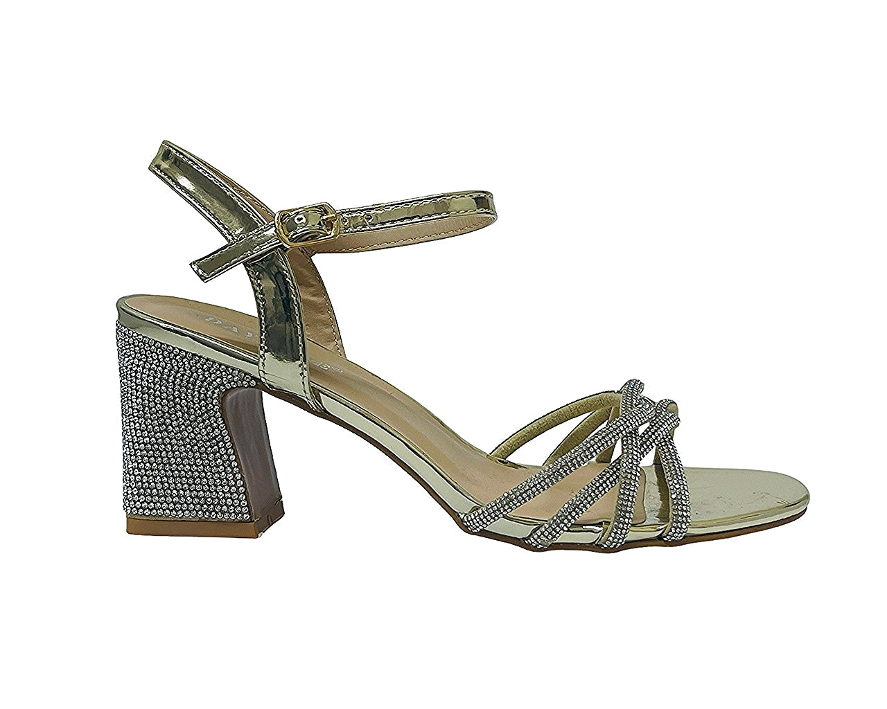 Women's Crossover Diamante Strappy Ankle Strap Shoes