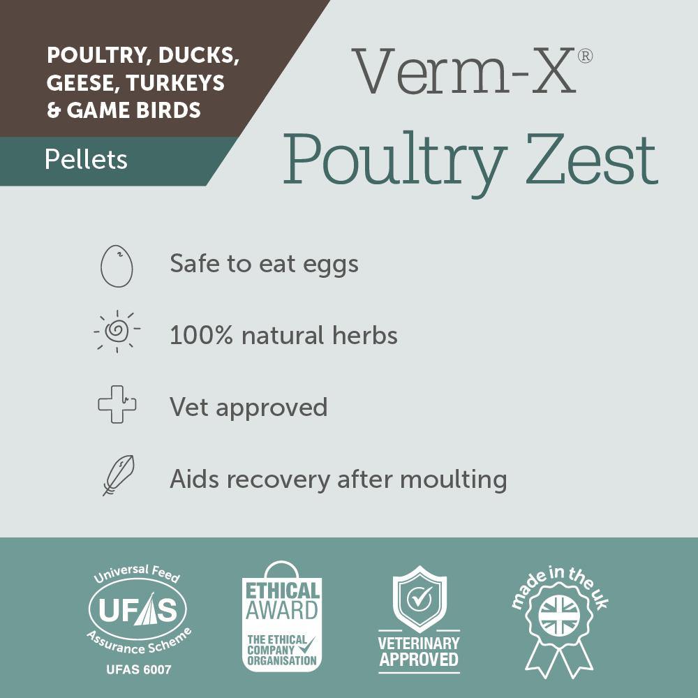 Verm-X Poultry Zest Pellets for Poultry, Ducks, Geese, Turkeys & Game Birds