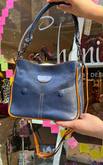 Bella -Navy-tan tumbled leather mini bag