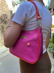 Bella - Fuchsia tumbled leather mini bag