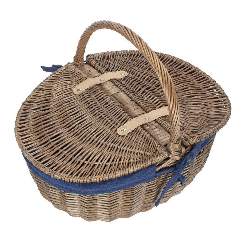 Red Hamper Antique Grey Oval Picnic Basket