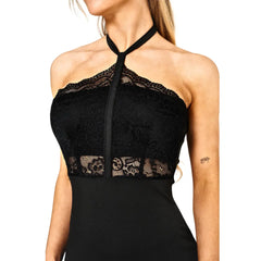 Black Lace Halter Dress