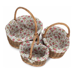 Oval Unpeeled Willow Shopping Basket With Garden Rose Lining