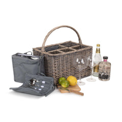 Grey Gin Wicker Picnic Drinks Basket