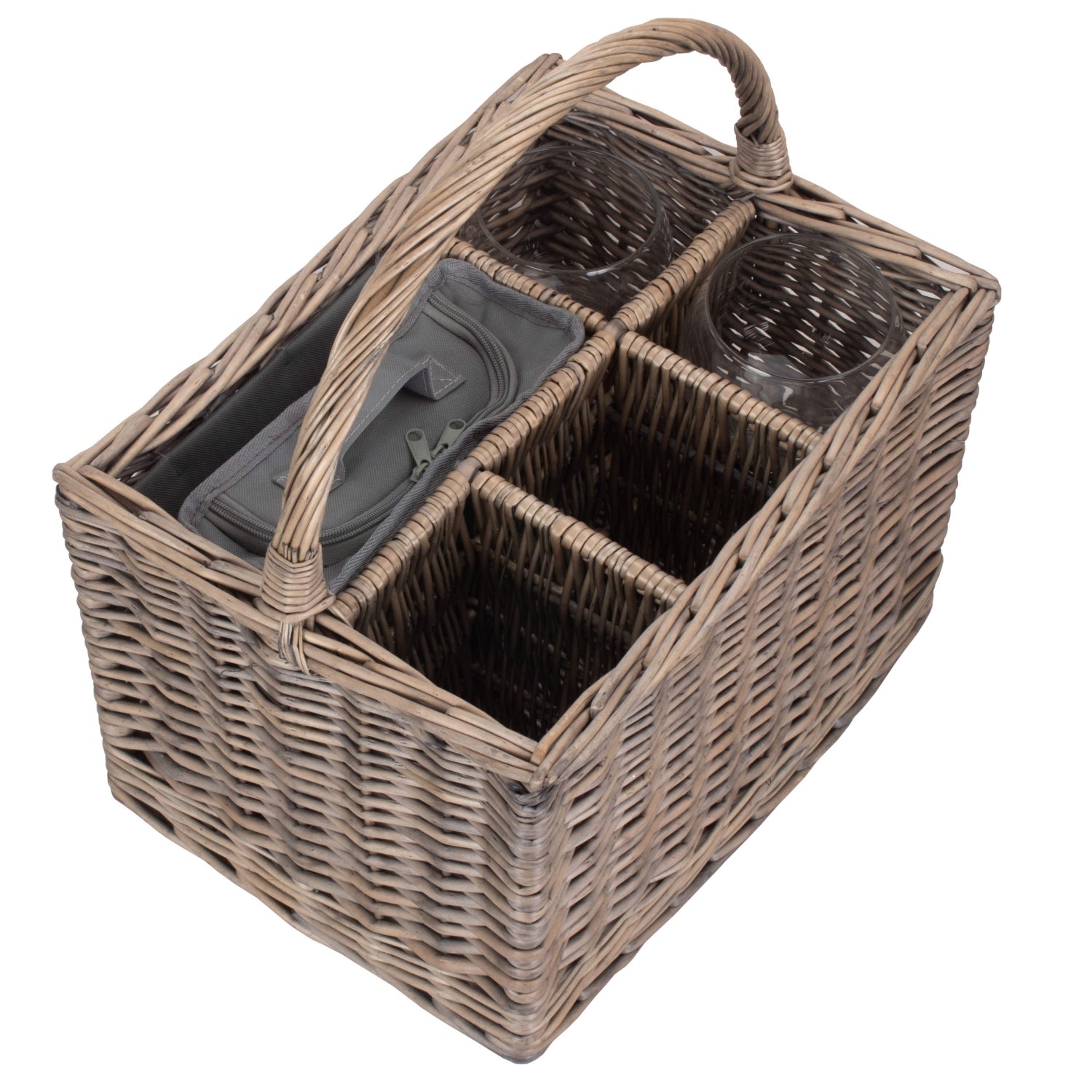 Grey Gin Wicker Picnic Drinks Basket