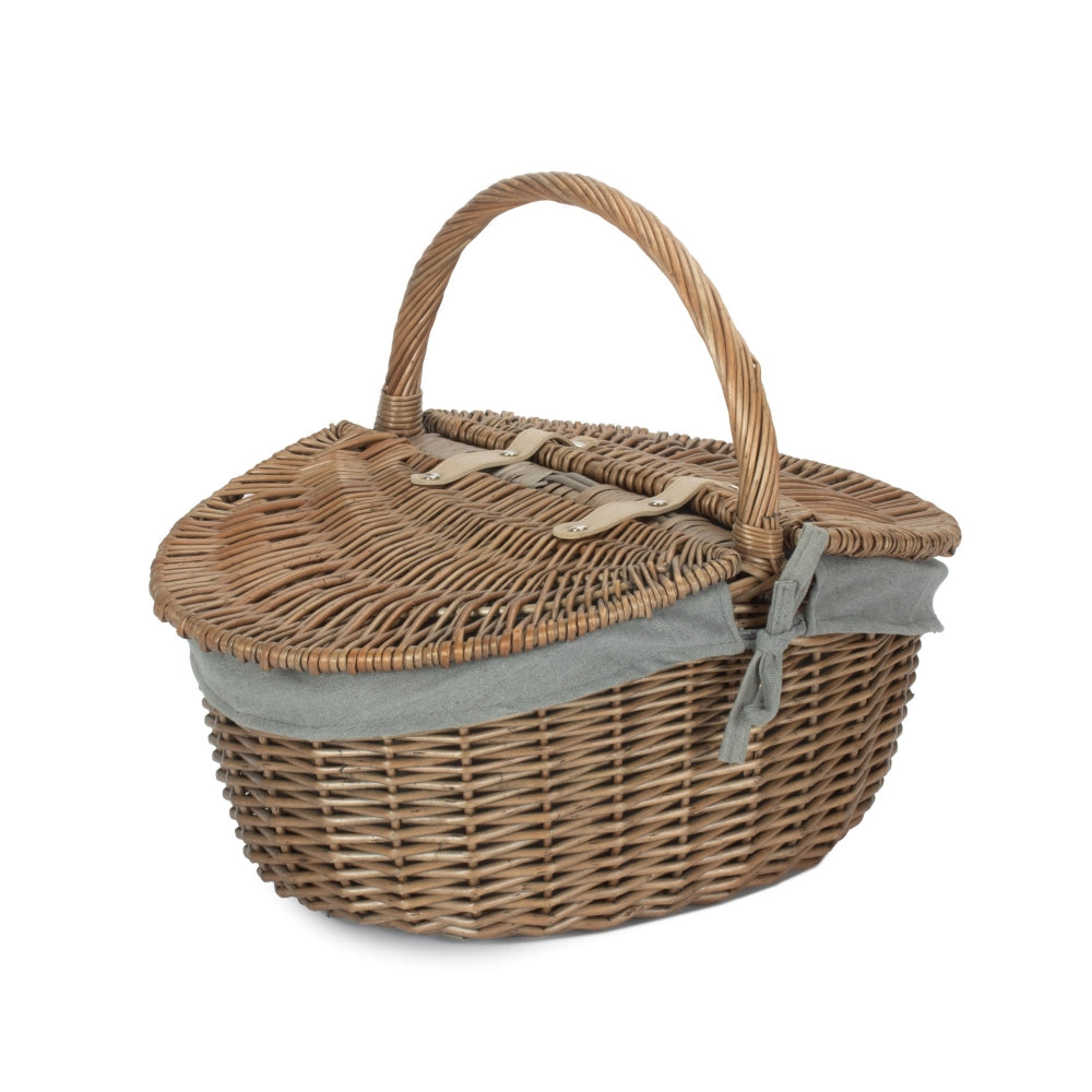 Red Hamper Antique Grey Oval Picnic Basket