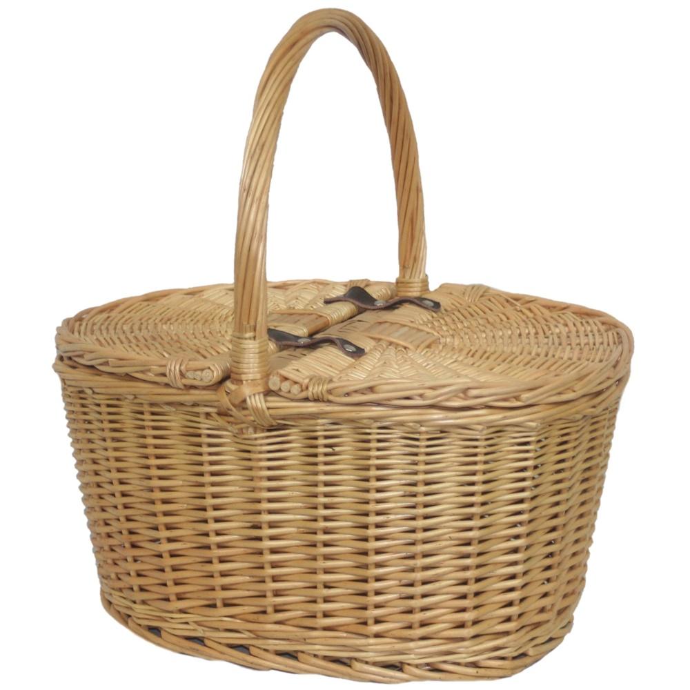 Buff Oval Butterfly Lidded Picnic Basket