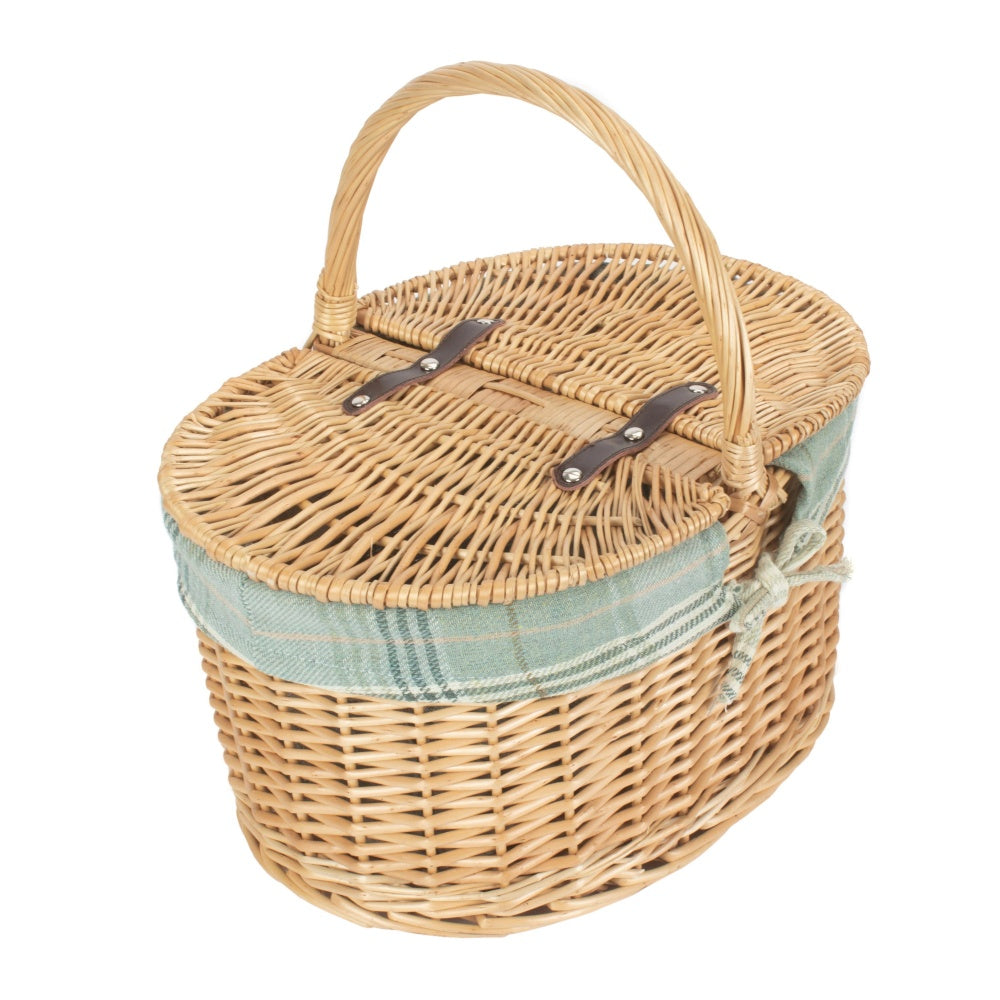 Buff Oval Butterfly Lidded Picnic Basket