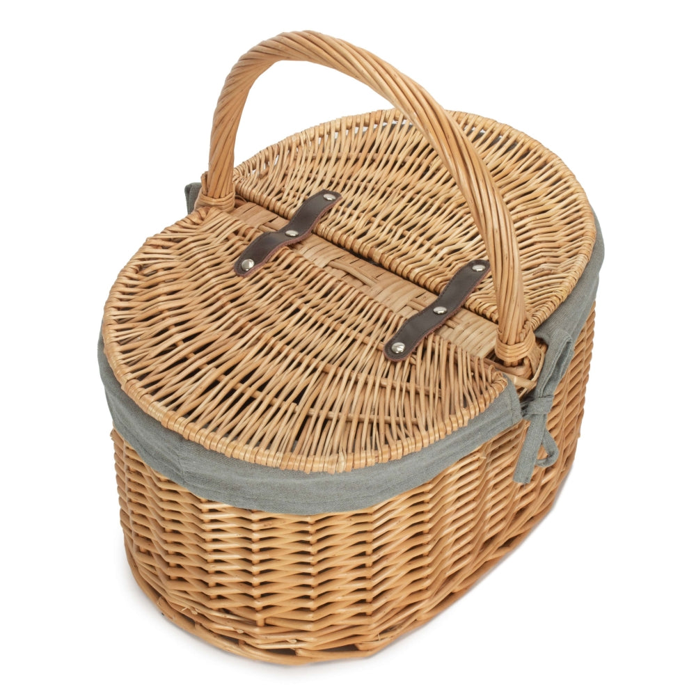 Buff Oval Butterfly Lidded Picnic Basket