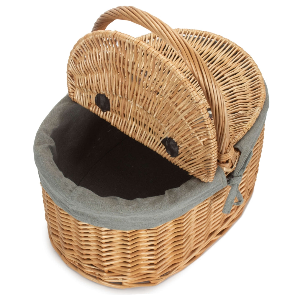 Buff Oval Butterfly Lidded Picnic Basket