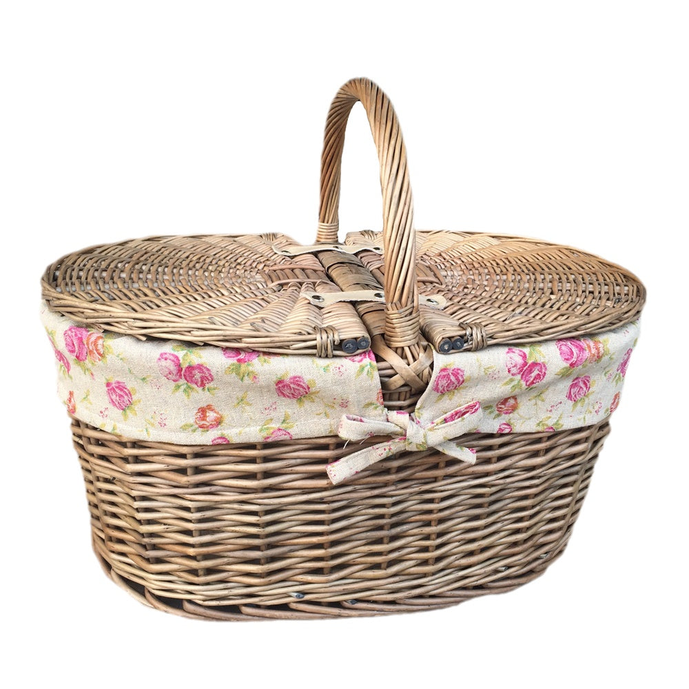 Deep Antique Wash Oval Picnic Basket