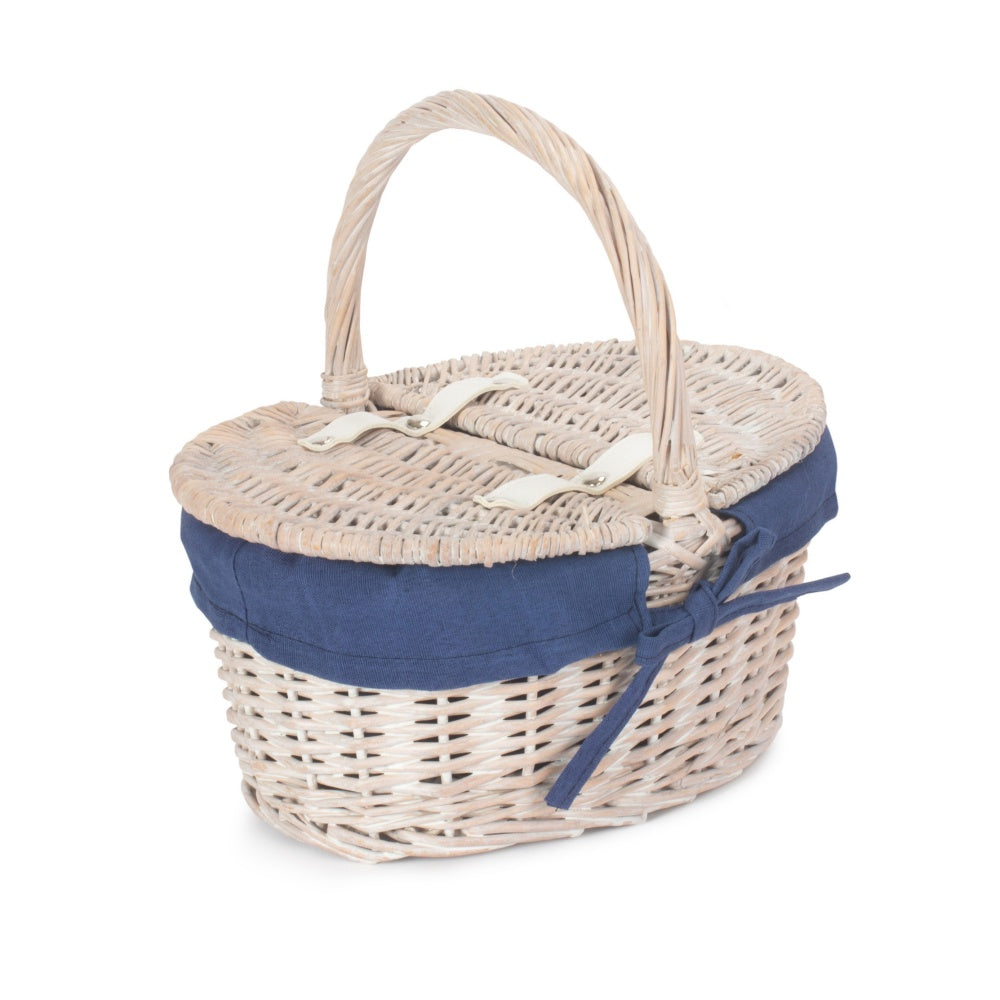 Childs White Wash Butterfly Lidded Wicker Basket