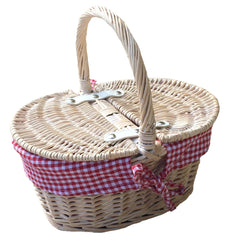 Childs White Wash Butterfly Lidded Wicker Basket