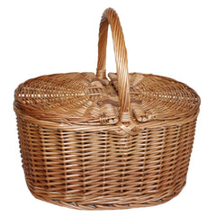 Large Light Steamed Oval Butterfly Lidded Picnic Basket