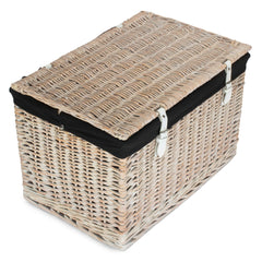 60cm White Wash Chest Picnic Wicker Basket