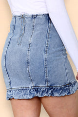 Light wash Seam Detail Denim Mini Skirt