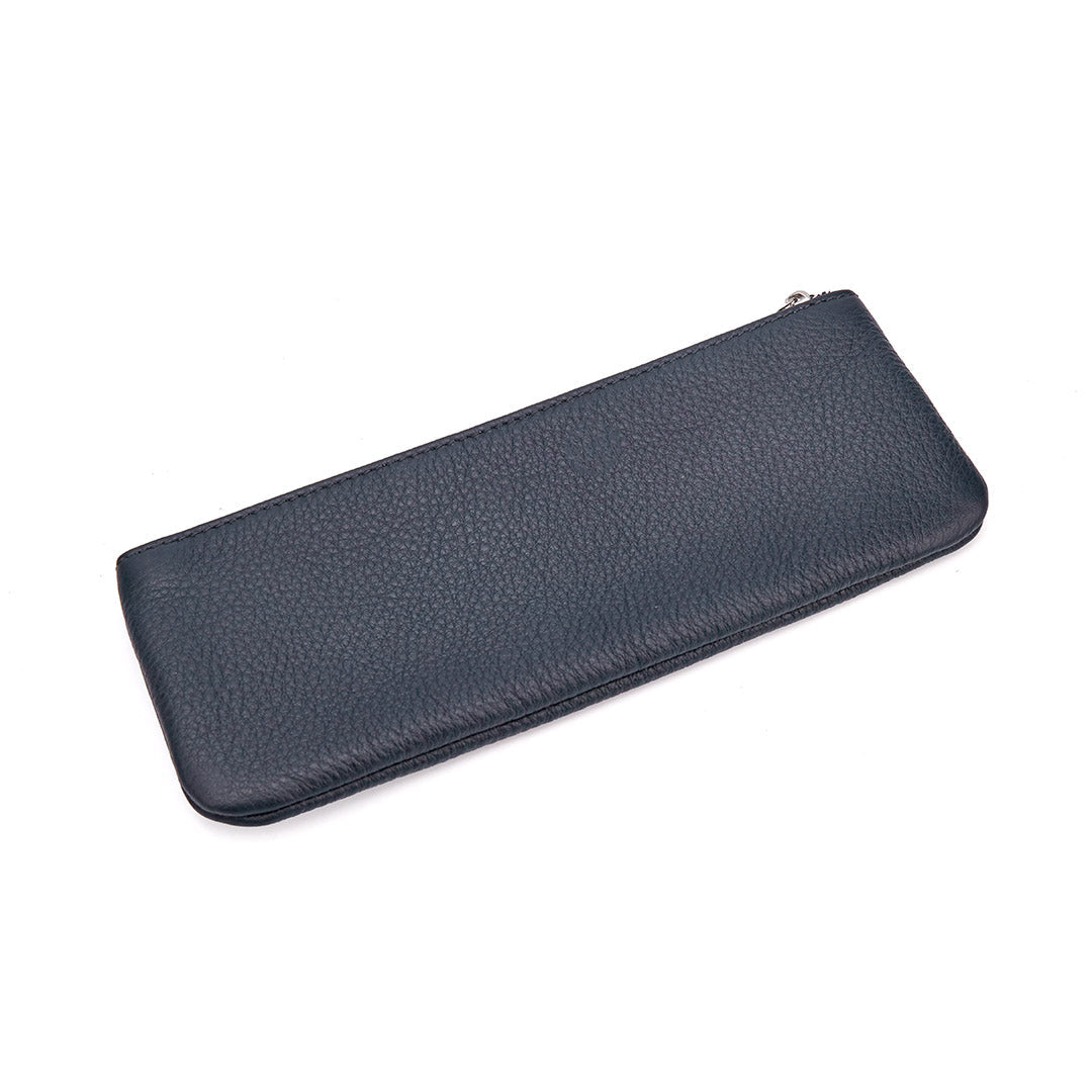 Scotty Pencil Case - Navy Leather with Silver Hardware - Pre-order for Oct Delivery