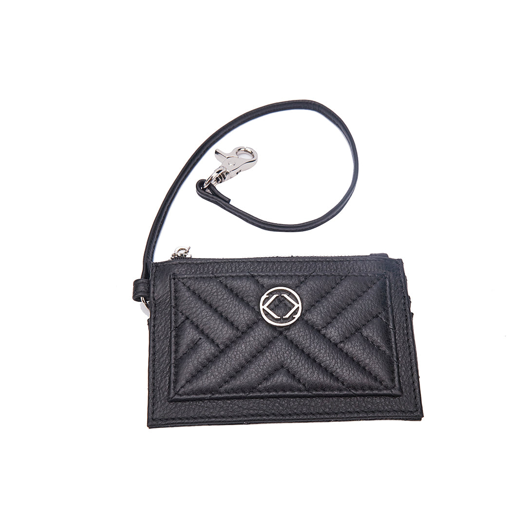 Poppy Quilted Small Black Leather Purse With Silver - Limited Edition