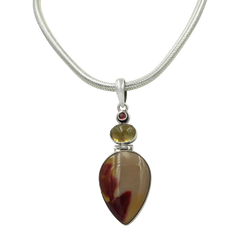 Sundari Classic design of Beautiful Mookaite statement Pendant accent with Citrine and Garnet stones