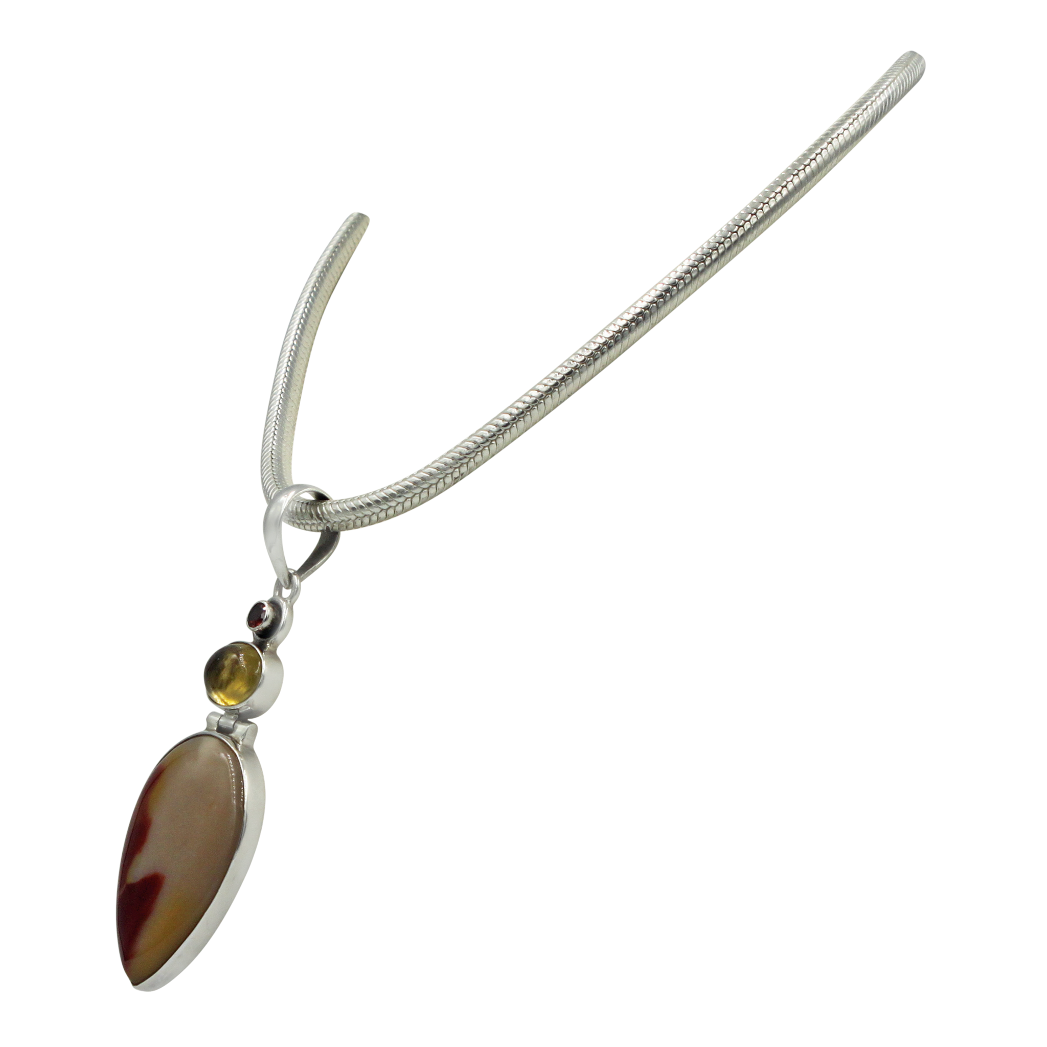 Sundari Classic design of Beautiful Mookaite statement Pendant accent with Citrine and Garnet stones