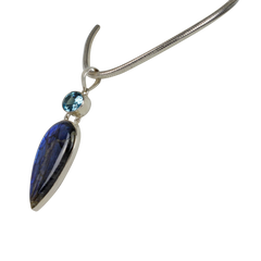 Stunning Large Labradorite and a Beautiful Blue Topaz Statement Pendant