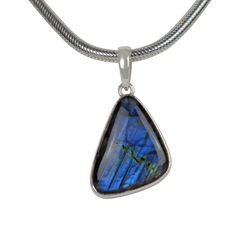 Simple Uncustomary Shape Beautiful Labradorite Set on Sterling Silver Open Back Bazel