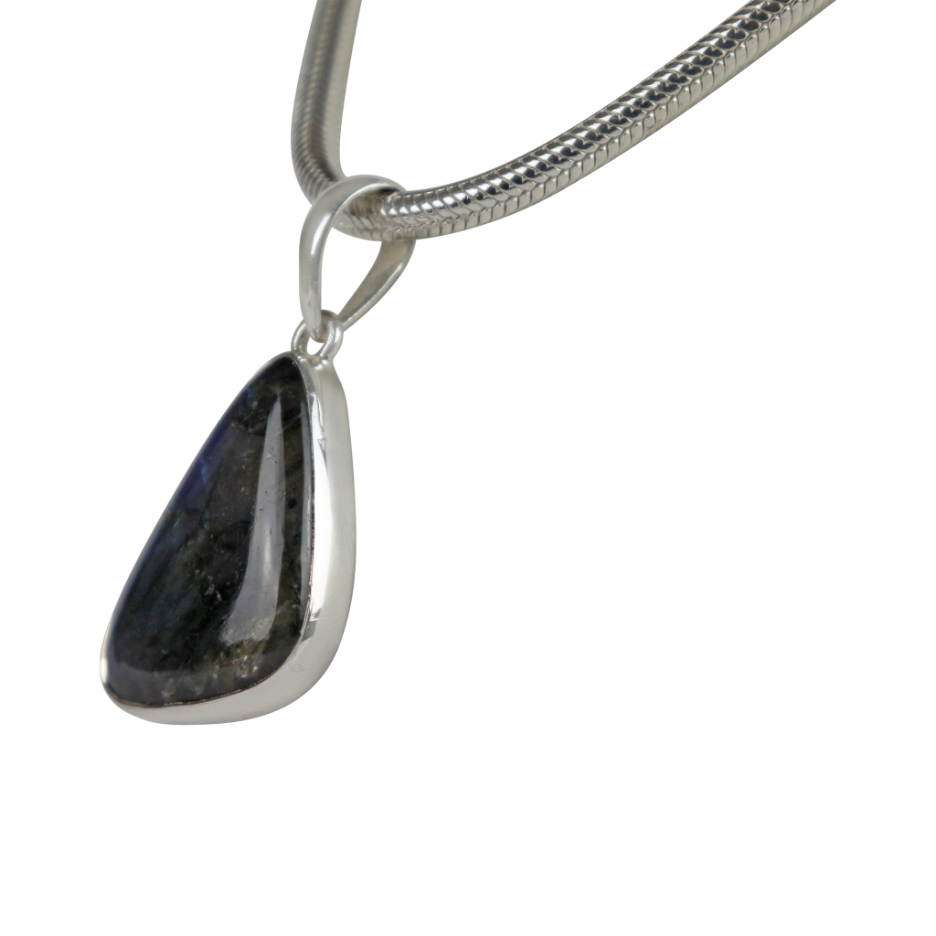 Simple Uncustomary Shape Beautiful Labradorite Set on Sterling Silver Open Back Bazel