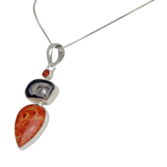 Sponge Coral Statement Pendant Accents with three Complementary Stones