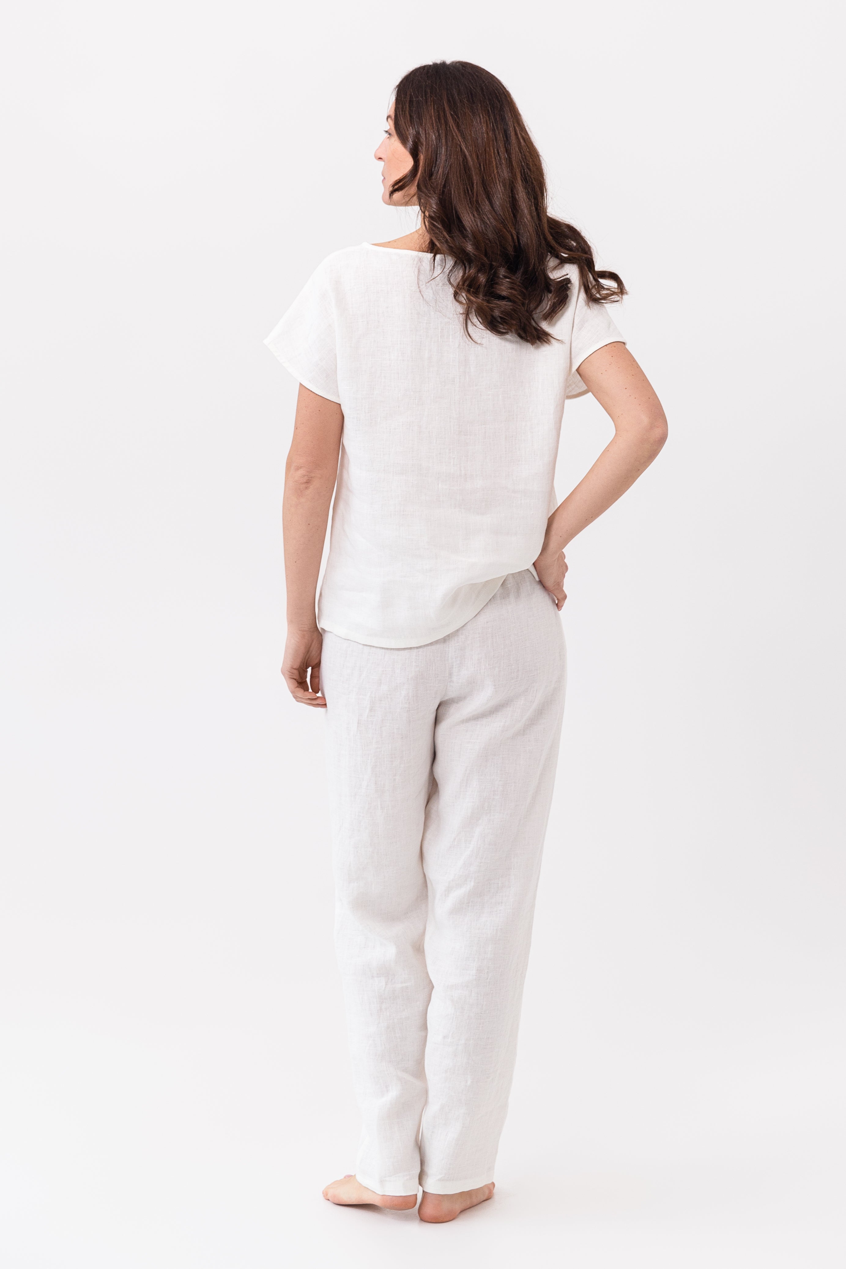 White linen / Natural Linen Pajama set / Linen loungewear / Linen sleepwear