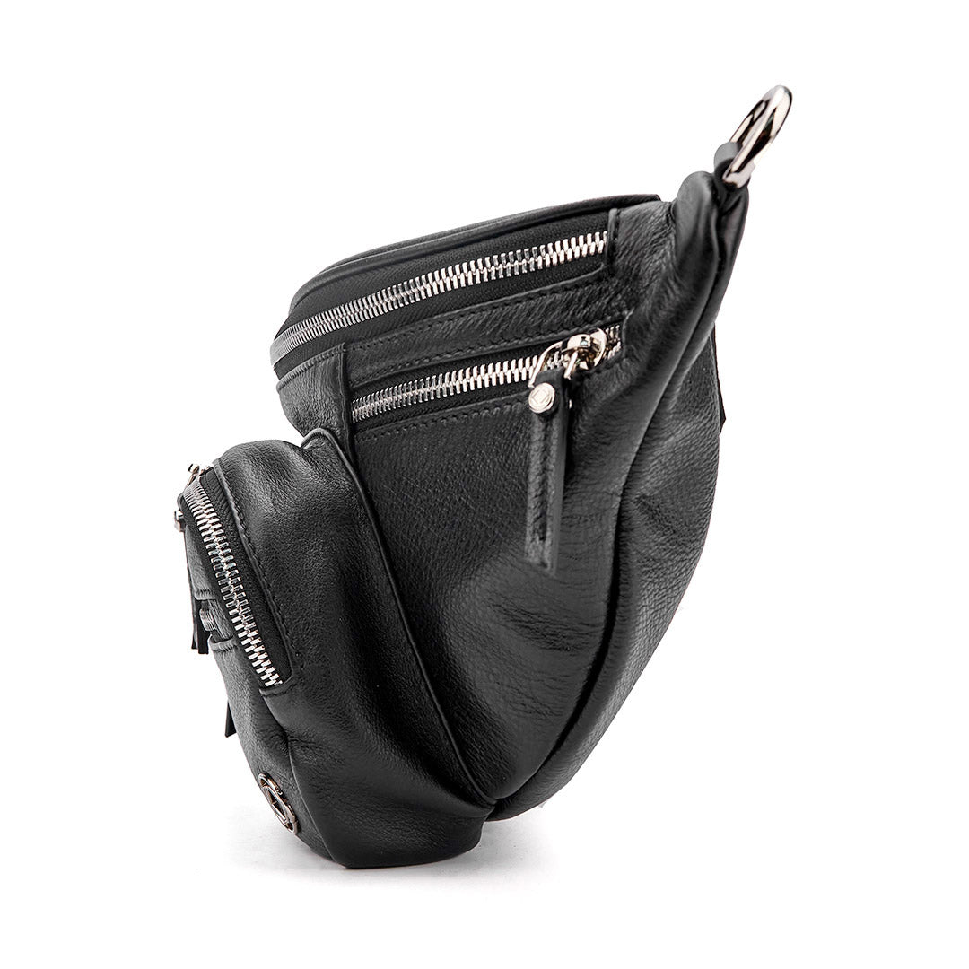 Vanessa Black Leather Bum Bag With Silver Hardware - Limited Edition