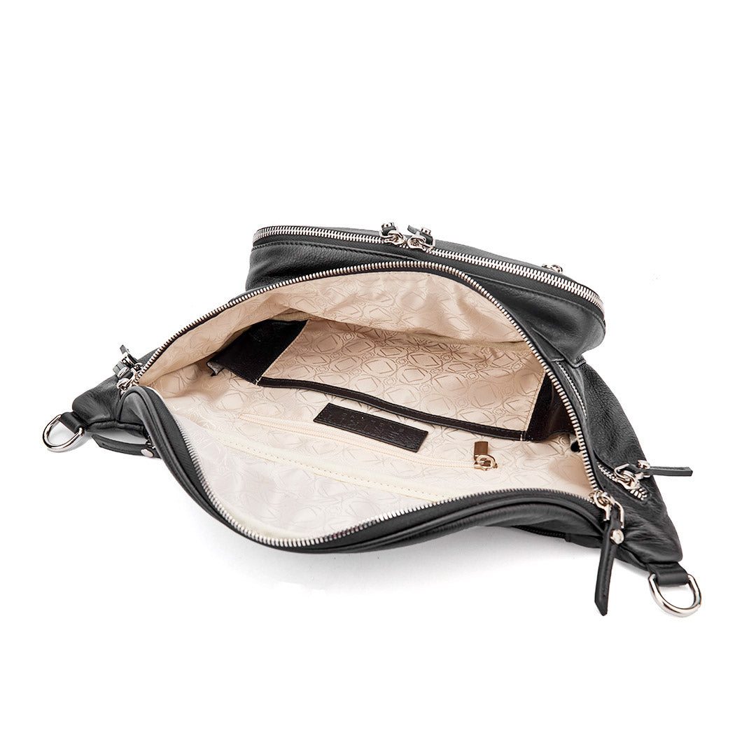 Vanessa Black Leather Bum Bag With Silver Hardware - Limited Edition