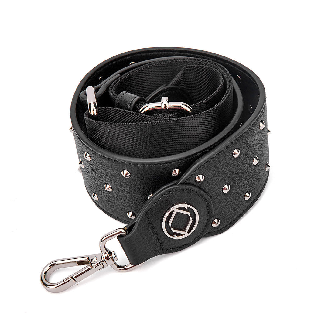 Stevie Studded Black Leather Strap With Silver Hardware