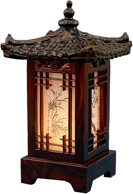 Le Morne - Carved Wood Table Lamp with LED light (16x30 cm) - Illuminate Your Space with Timeless Korean Elegance.