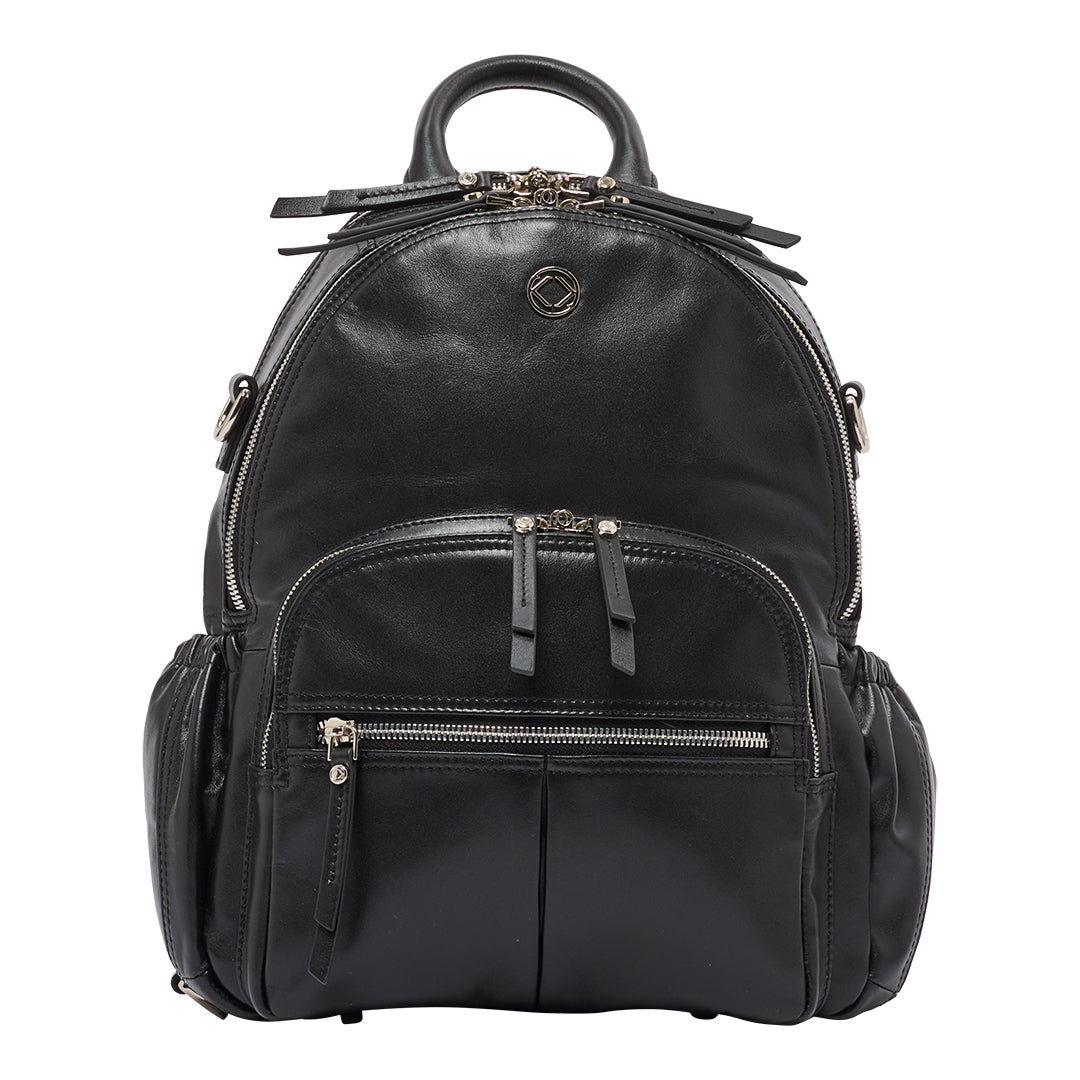 Joy Midi Black Leather Backpack