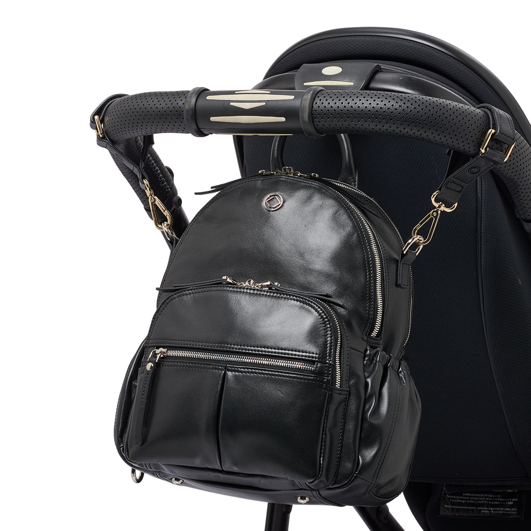 Joy Midi Black Leather Backpack