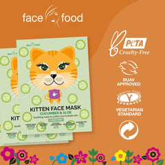 7th Heaven Face Food Kitten Sheet Face Mask Cucumber And Aloe Soothing Mask To Soften And Hydrate Skin