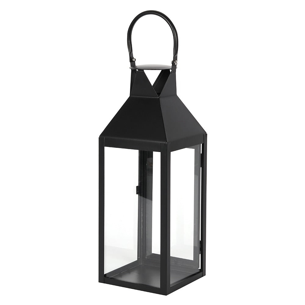 Large Matte Black Lantern Candle Holder