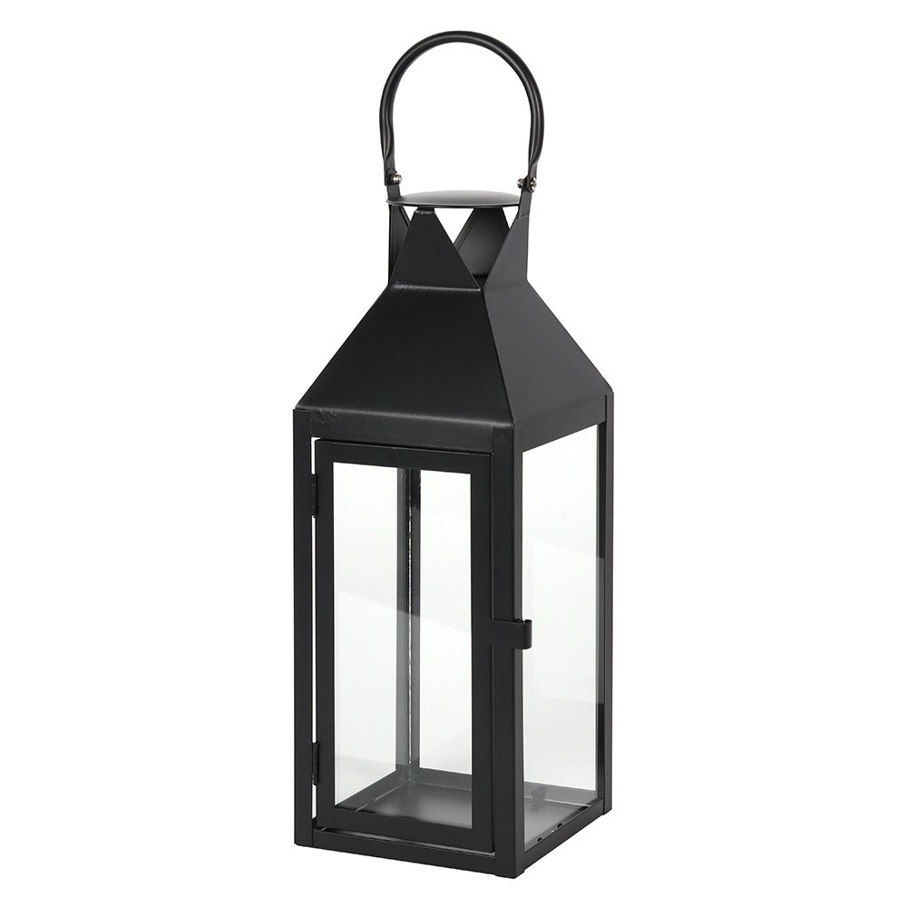 Large Matte Black Lantern Candle Holder